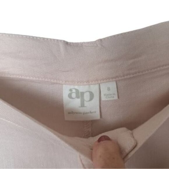 Adyson Parker Pink Drop Linen Blend Cropped Pants NWT - Picture 6 of 9
